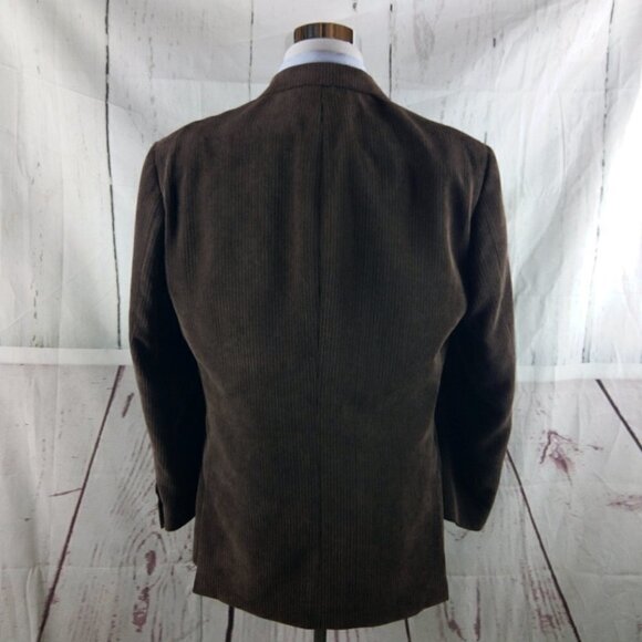 Johnston & Murphy Size L Polyester Blend 3 Btn Brown Pinstripe Blazer Sport Coat - Picture 8 of 12